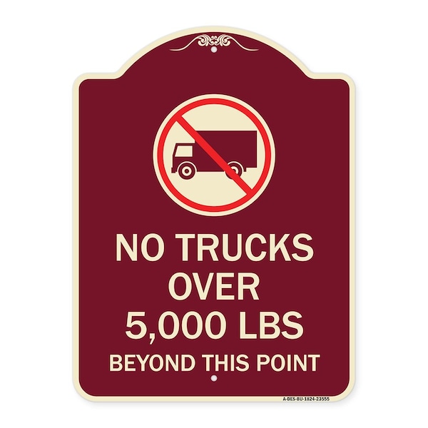 Signmission No Trucks Over Beyond This Point W/ Graphic Heavy-Gauge Aluminum Sign, 24" x 18", BU-1824-23555 A-DES-BU-1824-23555 - main